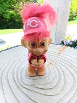 Vintage Cincinnati Reds Troll Good Luck 3'' Blue Hair 1991 Russ Berrie  