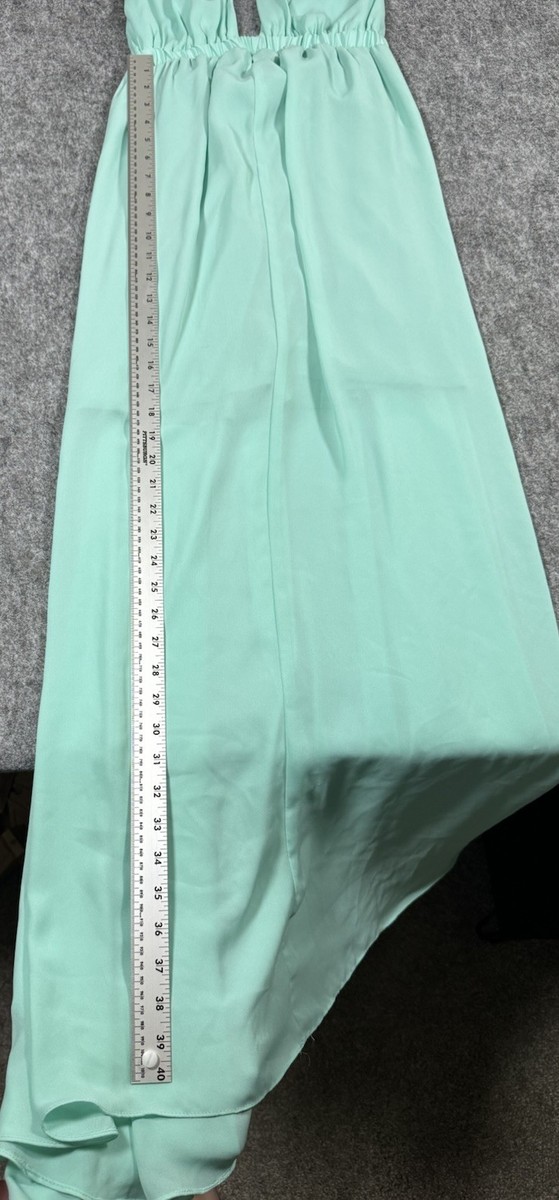 Show Me Your Mumu Maxi Dress Medium Aqua Chiffon Boho Sleeveless Deep V Neck View 6