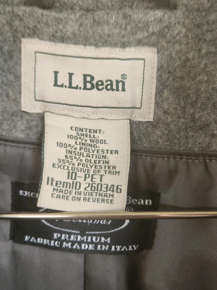 Abrigo para mujer LL Bean gris forrado Bellandi 100 % lana italiana aislante talla 10P Foto 4 de 4