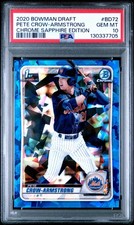 2020 Bowman Draft Chrome Sapphire Pete Crow-Armstrong 1st #BD-72 PSA 10 GEM MINT