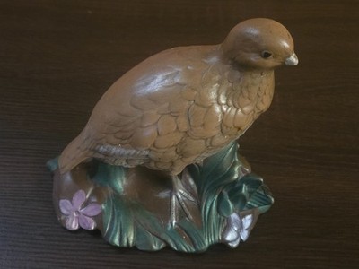 Vintage Hand Painted Bird Figurine Quail Dove Floral Base 7'' Ceramic Decor