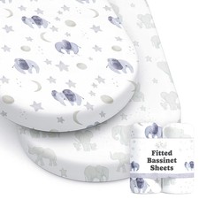 Fitted Baby Bassinet Sheets 2-Pack - Soft Cotton Blend for Standard Mattresses