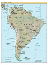 South America Political Administrative Physical Geographic Region Map Print