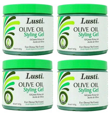  LOT 4  LUSTI OLIVE OIL STYLING GEL FAST DRYING NO FLAKING 16 ozEa MADE IN USA