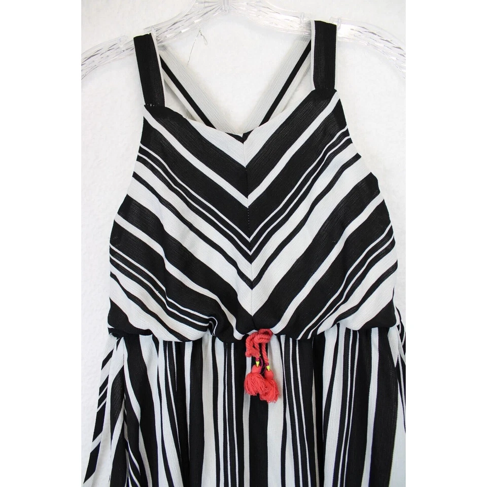 Vestido My Michelle Correa Asimétrica Fairycore Niñas Talla 12 Stipe Blanco y Negro Foto 3 de 4