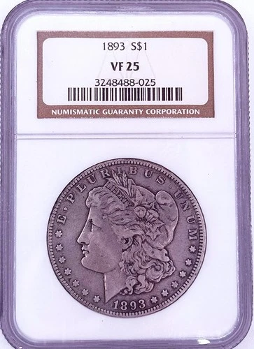 1893 P Morgan Silver Dollar $1 - Better / Semi-Key Date - NGC Certified VF25