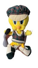 Vintage Looney Tunes Tweety Bird Plush 2000 Warner Bros Golf Outfit Plaid 9"