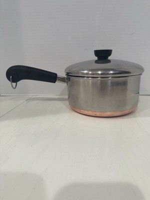 Revere Ware 2 QT Sauce Pan Pot With Lid Metal Copper Clad Bottom