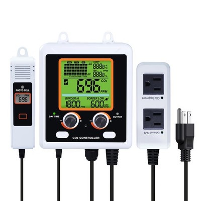 CO2 Controller Dual Outlets NDIR Sensor for Grow Room - Auto Control CO2 Levels