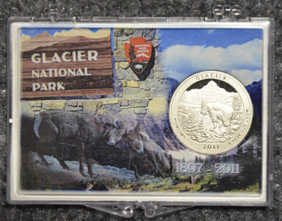 2011-S Clad Proof Glacier National Park Quarter 25C w/ 2x3 Snaplock Case