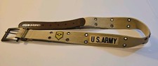 Limited Too Canvas  Leather U.S. Army Belt With Military Patch Accents