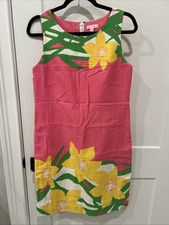 Lilly Pulitzer Sz 10 Stephanie Shift Hotty Pink Dancing Daffodils Dress MSRP 178