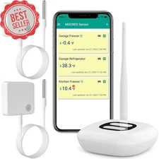 2 Pack WiFi Freezer Thermometer Alarm w/ App Alert Remote Sensor No Subscription