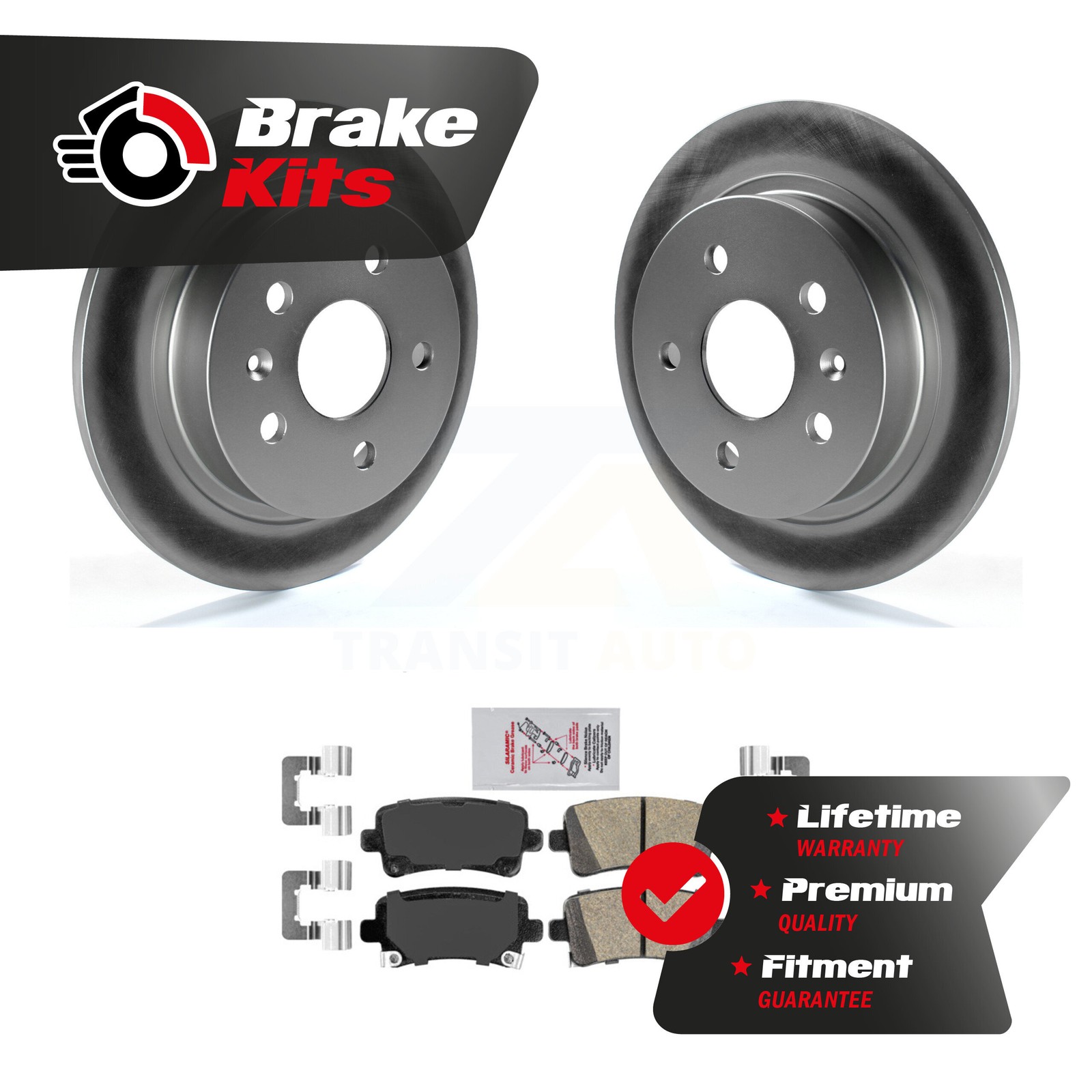 Rear Coated Disc Brake Rotors And Ceramic Pad Kit For 2013-2015 Chevrolet Malibu