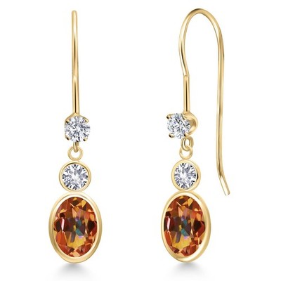 14K Yellow Gold Ecstasy Mystic Topaz and White Created Sapphire and Lab Grown