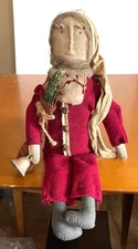 Handmade Primitive Grungy Santa Doll Shelf Sitter 19" Christmas Decor