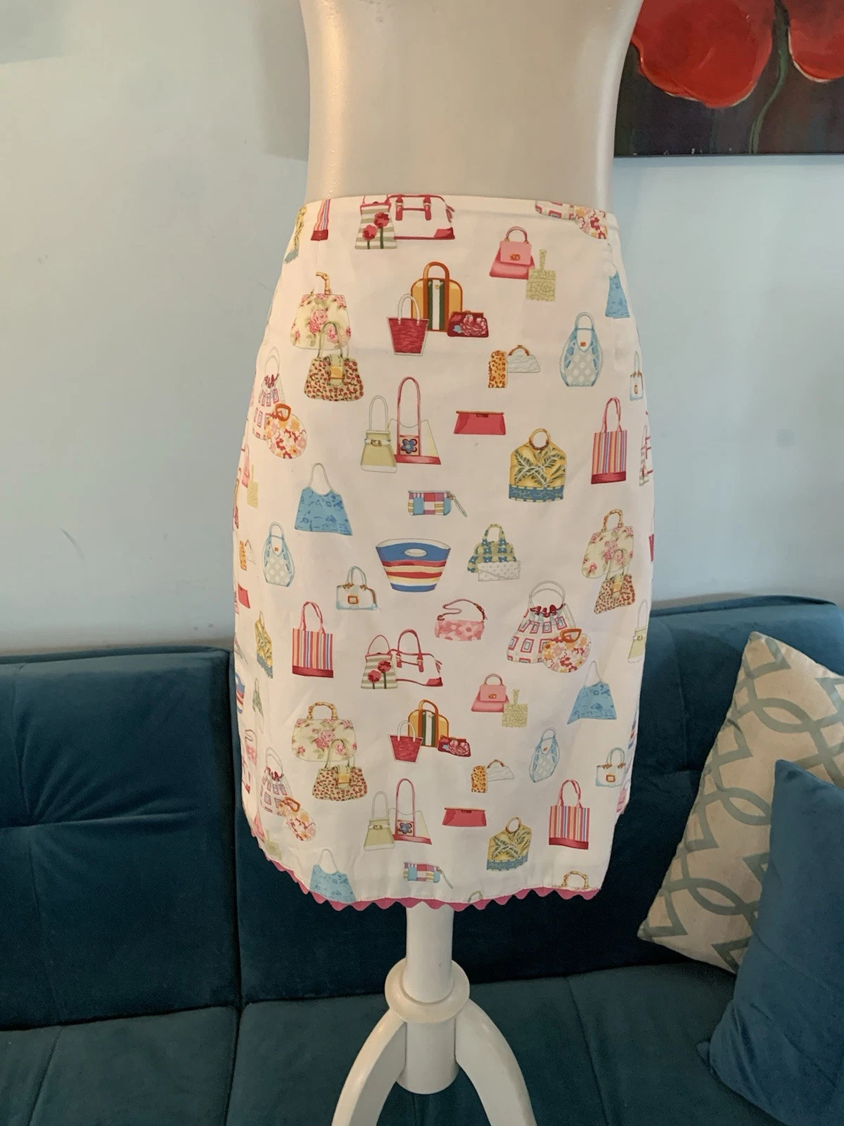 Skirtin Around Womens White Purse Print Pencil Straight Skirt Sz 6 - Cotton