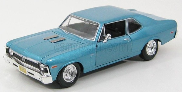 Maisto 1/24 Chevrolet Nova Ss Coupe 1970 Blau Statisches Modell Diecast-image
