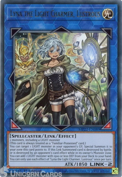 MP22-EN089 Lyna the Light Charmer, Lustrous Ultra Rare 1st Edition Mint YuGiOh C