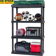 4-Shelf Heavy Duty Plastic Storage Shelves Large Modular Shelving Unit 600lb