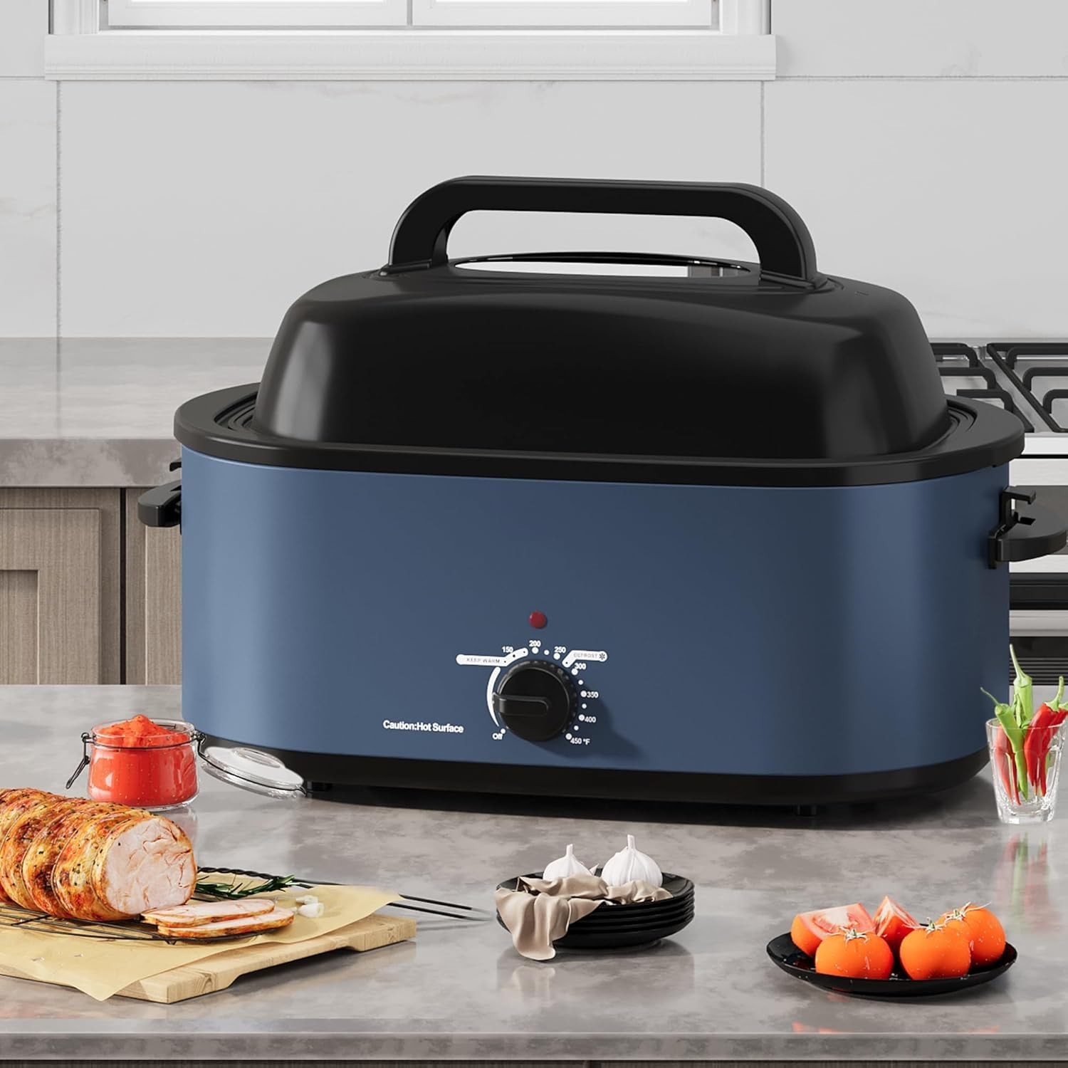 Roaster Oven 28 Quart, Electric Turkey Roaster with Self-Basting Lid, Removable