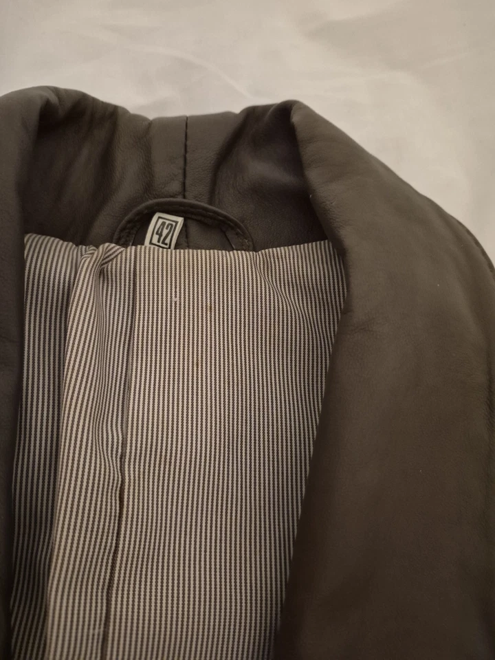 Gilet vintage en cuir véritable – Col tailleur – Années 80/90 – Taille 42 - Photo 3/4