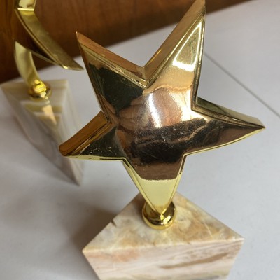 Stars And Stone Bookends trophy, VTG Heavy Winner Accolade Competition 6 Lbs