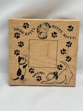 Rubber Stampede Here Kitty Kitty Cat Meow Frame Rubber Stamp