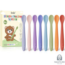 8 Piece DRKIO Silicone Baby Spoons - Flexible Self Feeding Utensils