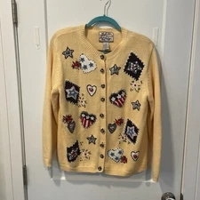 Heirloom Collectibles Womens cardigan Patriotic USA Grandma Core Size Medium