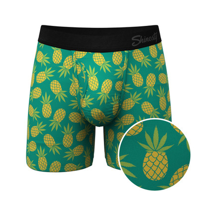 Shinesty ''Pineapple Express'' Tropical Ball Hammock  Pouch Boxer Briefs with Fly