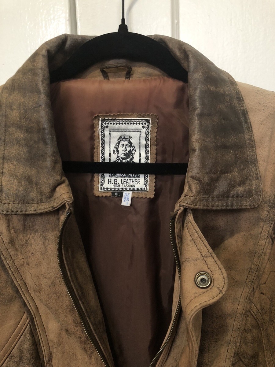 H.B. LEATHER Men's vintage distressed brown leather bomber H.B. LEATHER Men's vintage distressed brown leather bomber