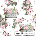 (1551) TWO Individual Paper LUNCHEON Decoupage Napkins - BUCKETS PINK FLOWERS