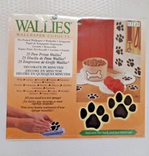 WALLIES Wallpaper Cutouts #12133 dog cat foot print. Wet stick decals 