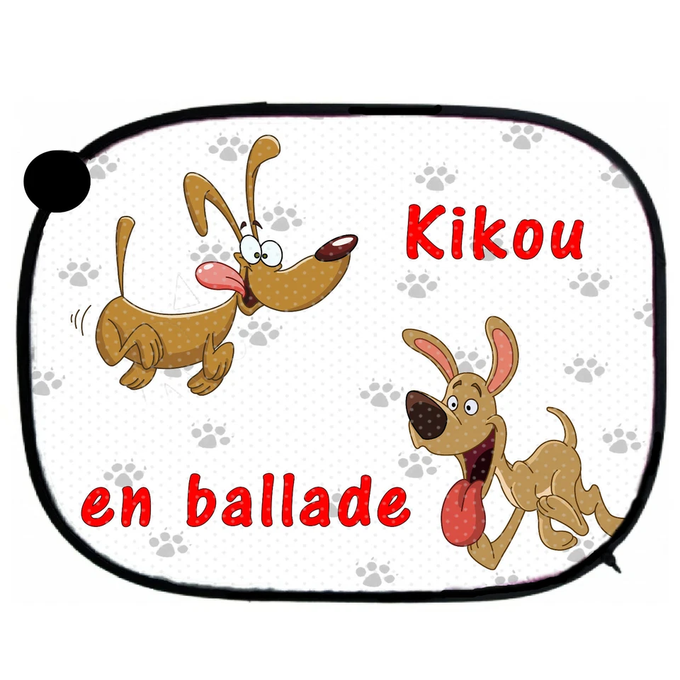 Pare soleil pour voiture chien en ballade personnalisé prénom au choix réf 03 - Photo 1/1