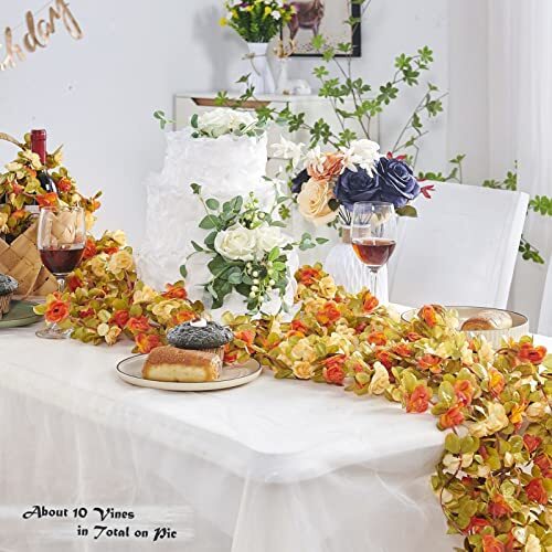 PONKING 8 Pcs 66FT Flower Garland, Artificial Rose  Assorted Colors , Sizes  - Picture 20 of 139