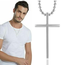 Silver Stainless Steel Jesus Christ Cross Pendant Necklace Chain for Men Women