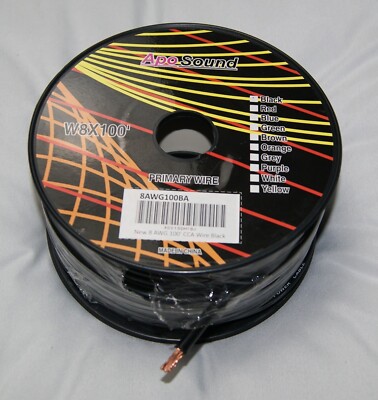 8 gauge awg x 100 ft cca primary wire primary black car auto