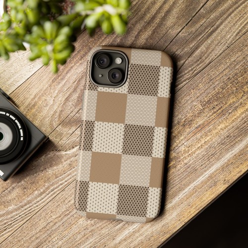 Brown and Tan Checkerboard Phone Case, for iPhone, Samsung Galaxy, Google Pixel - 第 51/241 張圖片