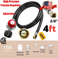 4FT Propane Gas Regulator Hose 20PSI High Pressure Adjustable for QCC1 Grill BBQ