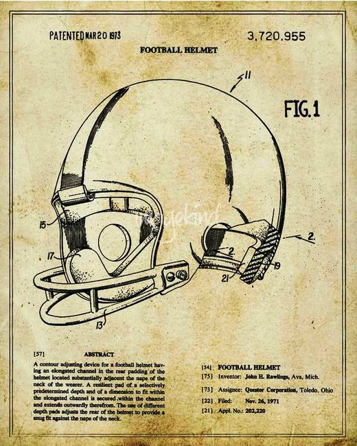 Poster - Football Helmet Patent Blueprint NFL Football, 3 Sizes - Imagekind  | eBay