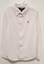 Polo Ralph Lauren Girls Size L/12-14 Pink Long Sleeve Polo Shirt Great Condition