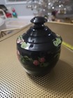 Vintage Black Glass Floral Lidded Candy Dish With Flowers Estate #79 — photo 3