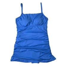 Tummy Control Swimsuit One-Piece adjustable straps Blue Women's Swimwear-- 