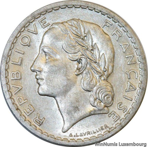FRANCE 5 FRANCS LAVRILLIER Aluminium 1945 C TTB- Boutique Loisir et