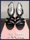 The Touch of Nina Geline Black Satin Heels Sandals Shoes Sz 8.5 New with Box — photo 2