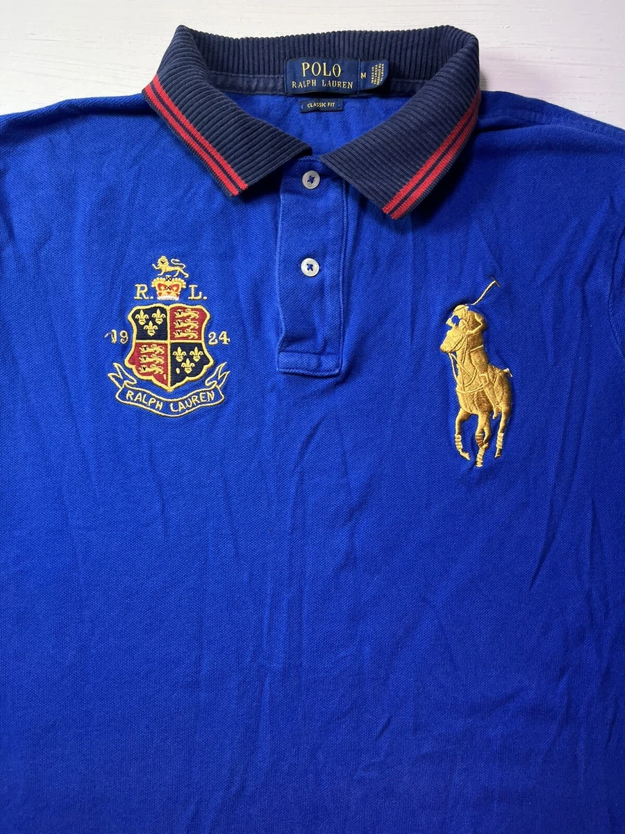 Men s Ralph Lauren Polo Shirt Short Sleeve Blue Medium M B25 eBay