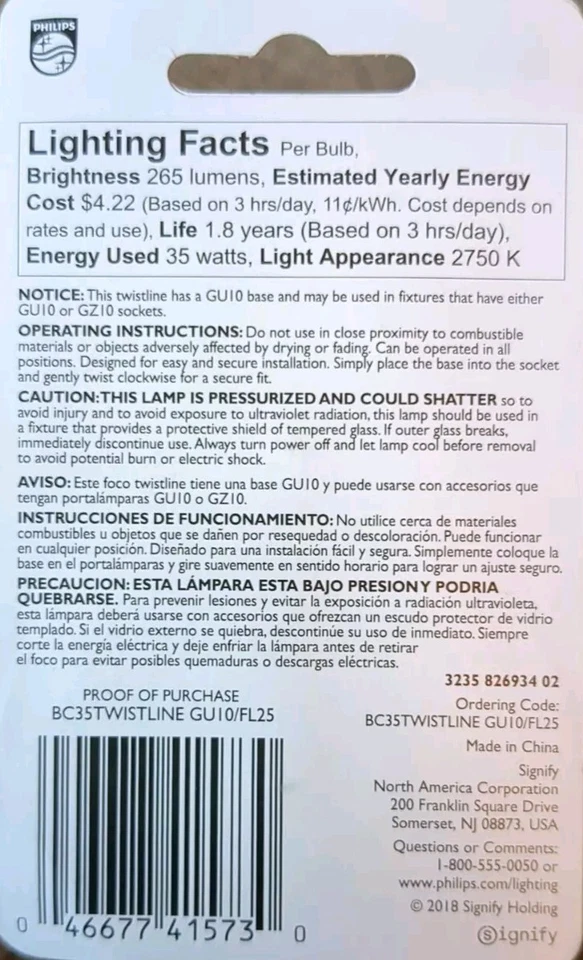 6 - Philips 35watt Indoor Flood Light Bulbs, (MR16, GU10 Base) - Image 3 of 3