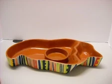 Vintage Terra Cotta Chili Pepper Chip and Dip Tray Bowl Dish By Boston Warehouse