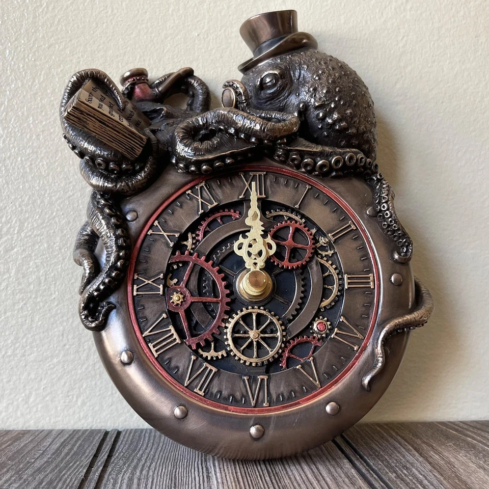 Reloj pulpo Steampunk Nostradamus Profeta - Intrincada decoración náutica vintage Foto 2 de 4